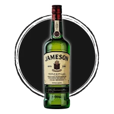 Bottle of Jameson Irish whiskey on dark background