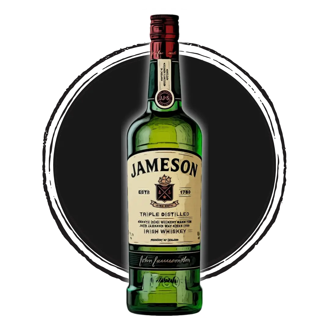 Bottle of Jameson Irish whiskey on dark background