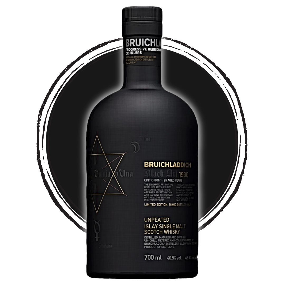 Bruichladdich Black Art Whisky bottle, limited edition.