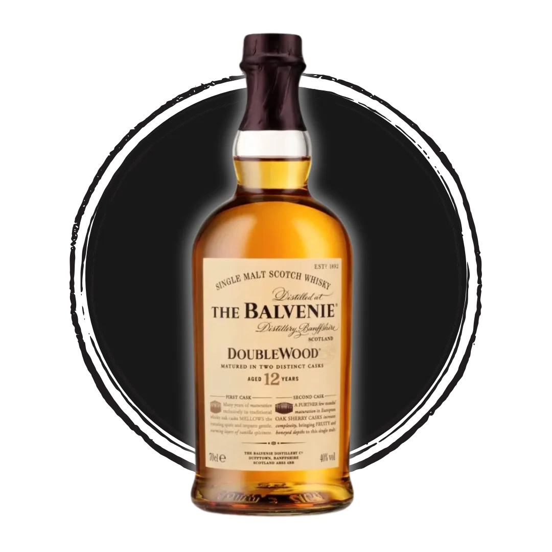 The Balvenie DoubleWood 12 Year Old whisky bottle.