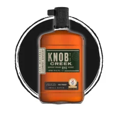 Knob Creek Rye Whiskey bottle, 100 proof.