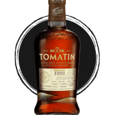 Tomatin 1993 Highland single malt scotch whisky bottle.