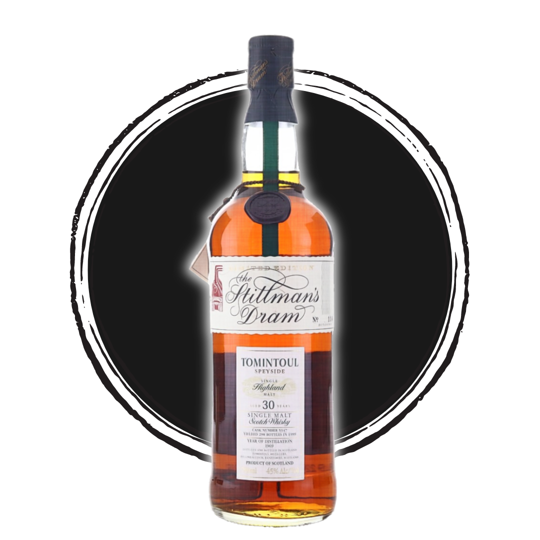 Tomintoul 30 year old single malt Scotch whisky bottle