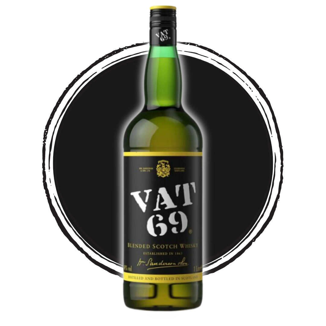 VAT 69 blended Scotch whisky bottle