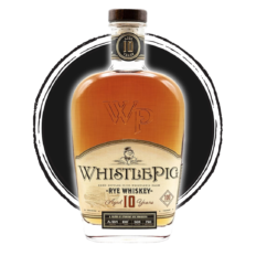 WhistlePig 10 Years Rye Whiskey bottle.