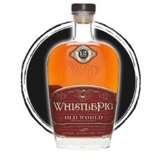 WhistlePig Old World rye whiskey bottle.