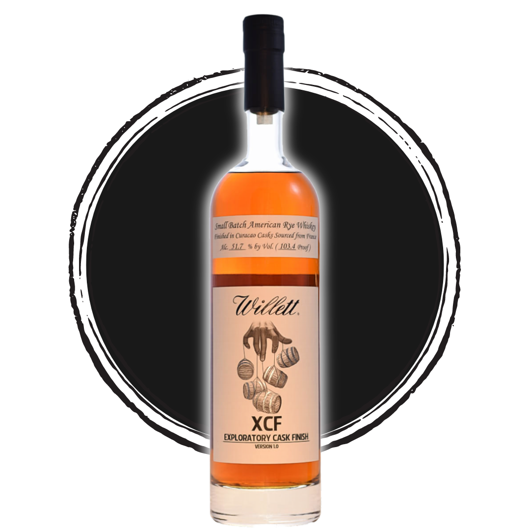 Willett XCF American rye whiskey bottle.