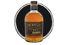 Aberfeldy 21-year-old single malt scotch whisky bottle.