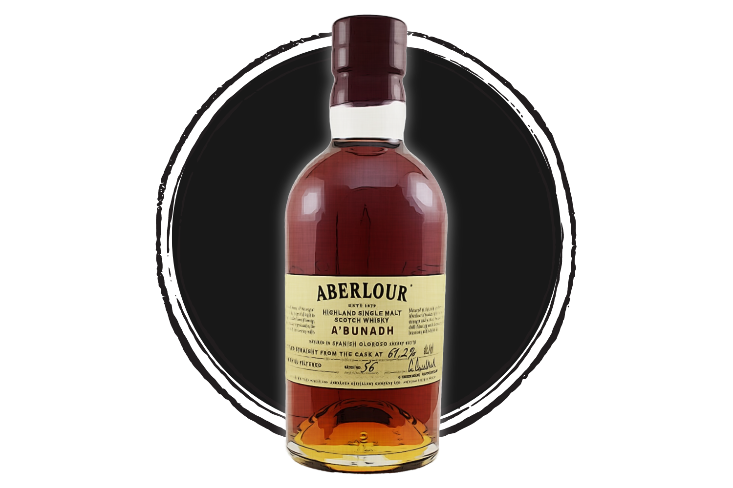 Aberlour single malt Scotch whiskey bottle.