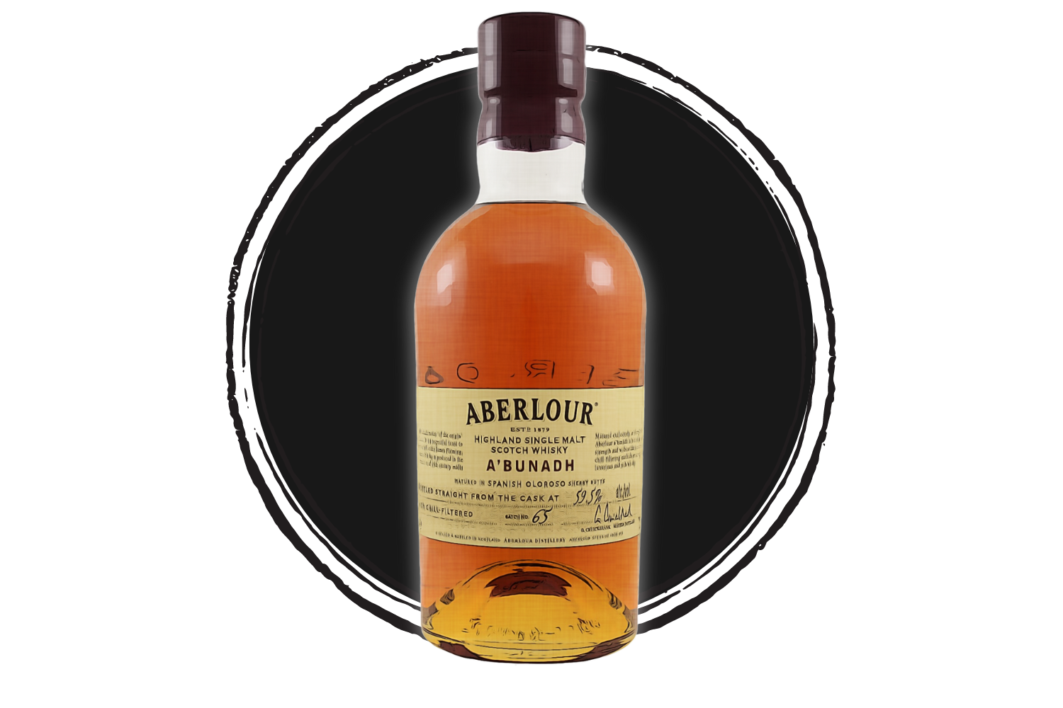 Aberlour single malt Scotch whisky bottle.