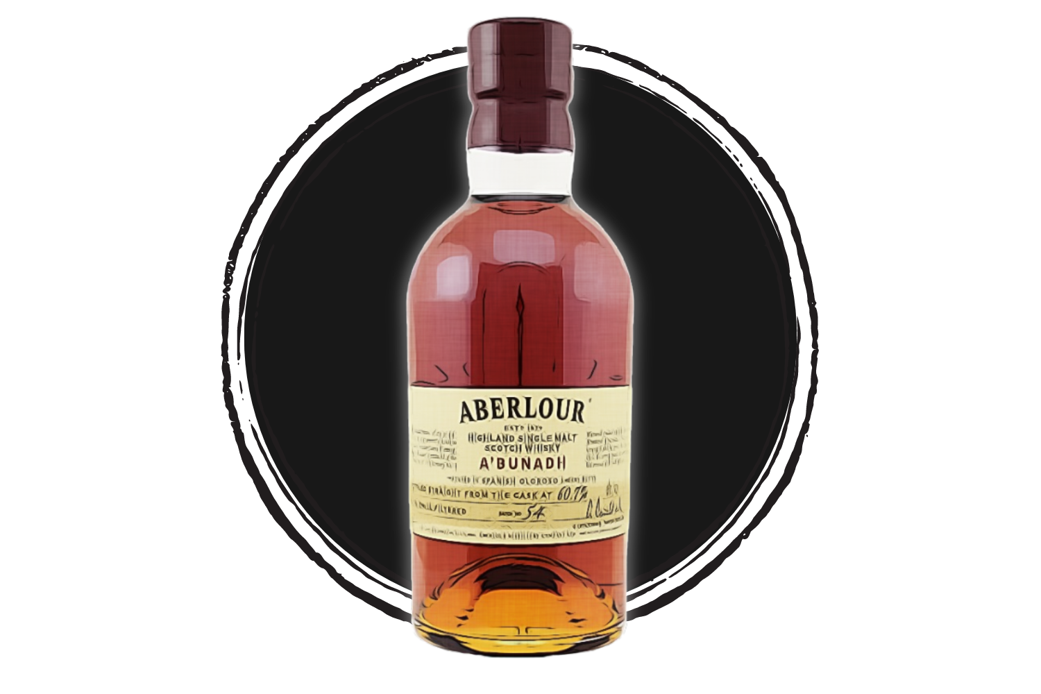 Aberlour A'bunadh Scotch whisky bottle.