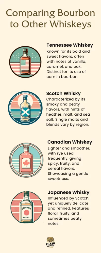 Infographic comparing bourbon to other world whiskies.