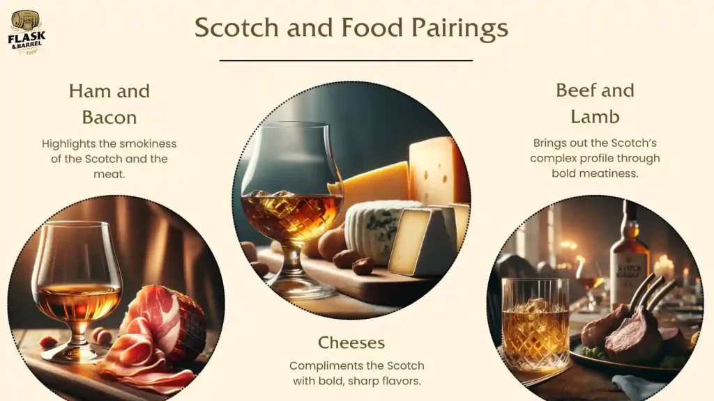 Scotch pairing with ham, cheese, beef, and lamb.