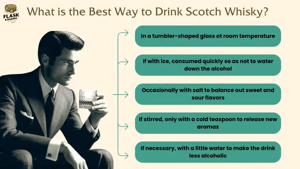 Man with whisky glass, tips for drinking Scotch.