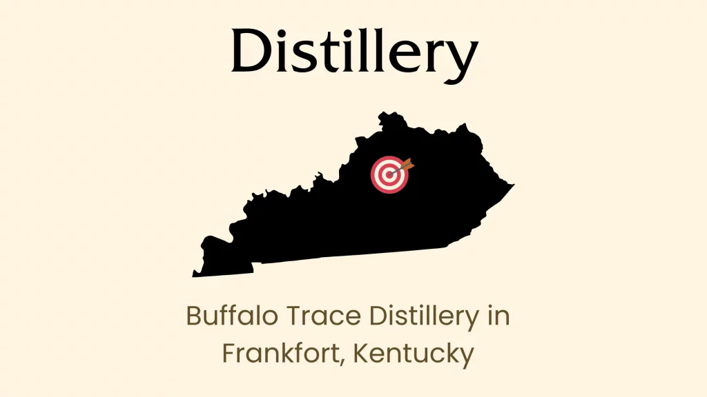 Kentucky map with Buffalo Trace Distillery target icon