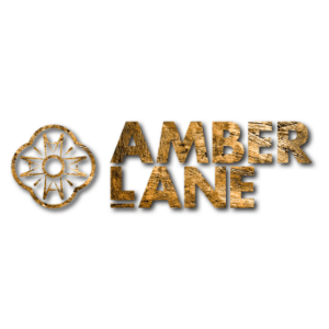 Text logo "Amber Lane" with stylized wheel icon.