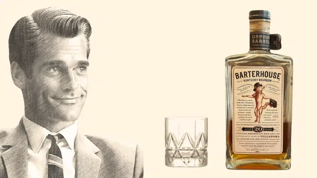 Man admiring bottle of Barterhouse Bourbon