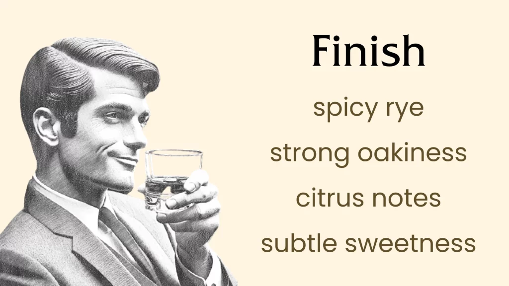 Man enjoying the aftertaste of whiskey with notes of rye, oak, and citrus.