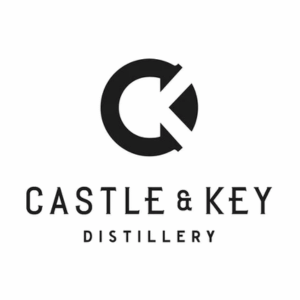 Castle & Key Distillery logo in black and white.