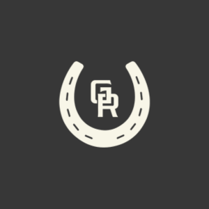Monogram "FR" inside a horseshoe logo design.