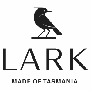 Lark logo with bird, "Made of Tasmania" text.