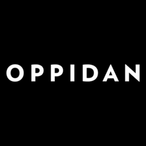 Oppidan" white text logo on a black background.
