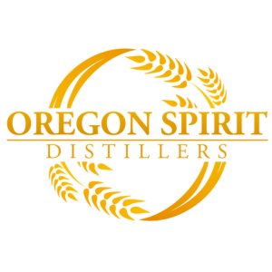 Oregon Spirit Distillers logo with wheat icons.