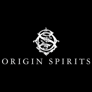 Origin Spirits logo with ornamental design.