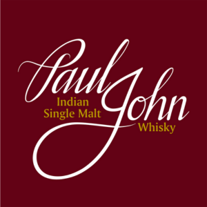 Paul John Indian Single Malt Whisky logo on burgundy.