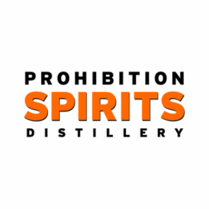 Prohibition Spirits Distillery logo in orange and black.
