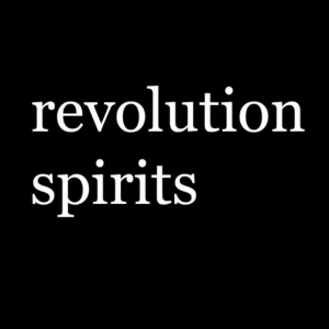 Revolution Spirits logo in white on black background.