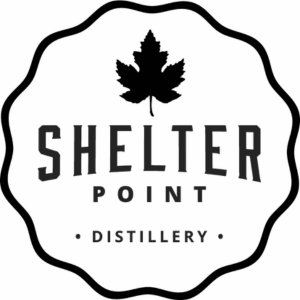 Shelter Point Distillery logo with maple leaf