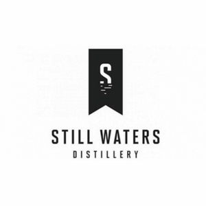 Still Waters Distillery logo with monochrome design.