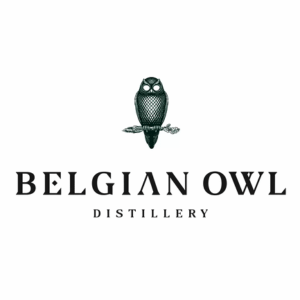 Belgian Owl Distillery logo with stylized owl icon.