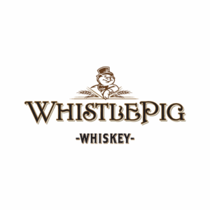 WhistlePig whiskey brand logo with pig mascot