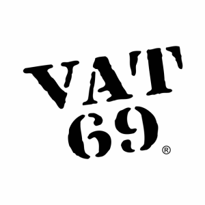 Stylized black text "VAT 69" with registered trademark symbol.