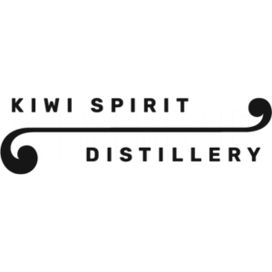 Kiwi Spirit Distillery logo with decorative swirls.