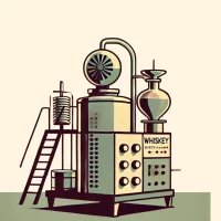 Illustration of whiskey distillery equipment