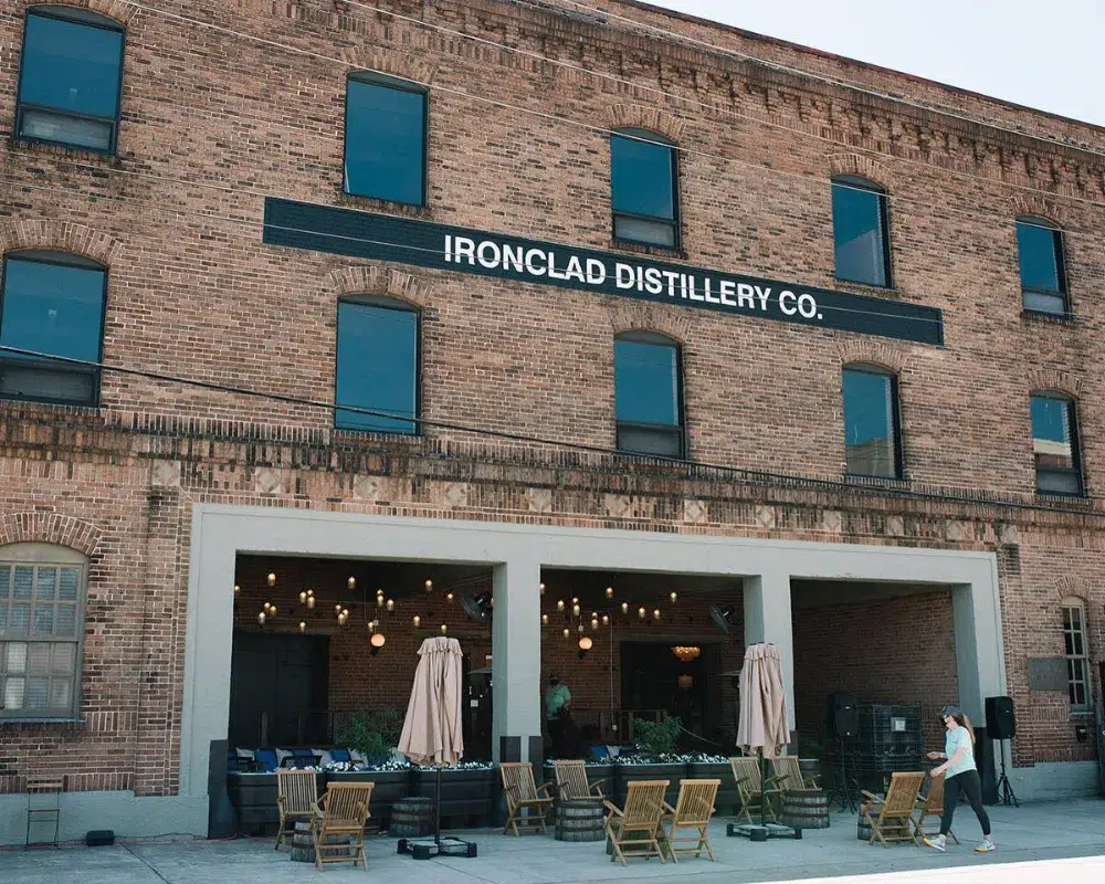Ironclad Distillery building exterior with signage.