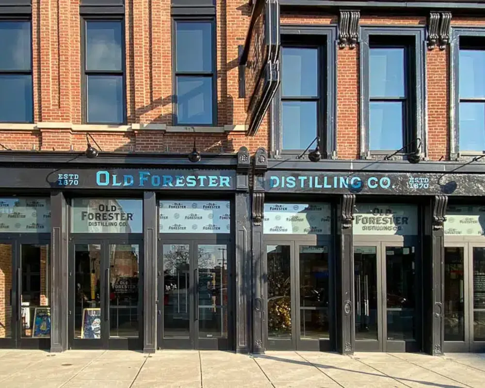 Old Forester Distillery storefront on sunny day