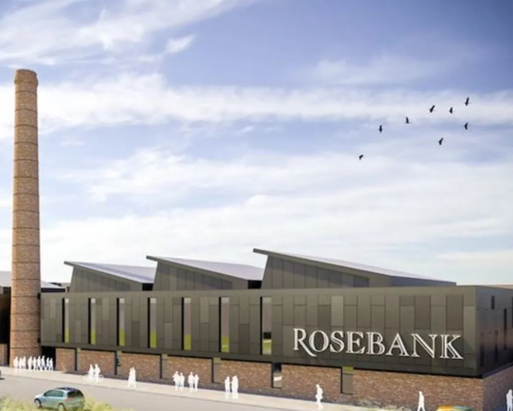Rosebank distillery exterior architectural rendering.
