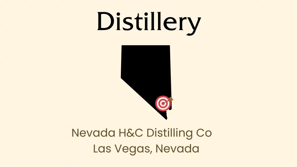 Nevada distillery location map with pinpoint in Las Vegas.