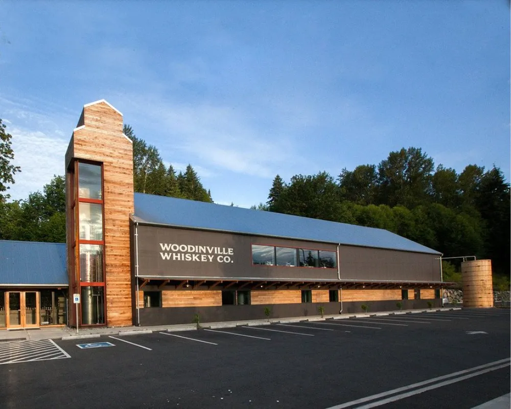 Woodinville Whiskey Company distillery building exterior.