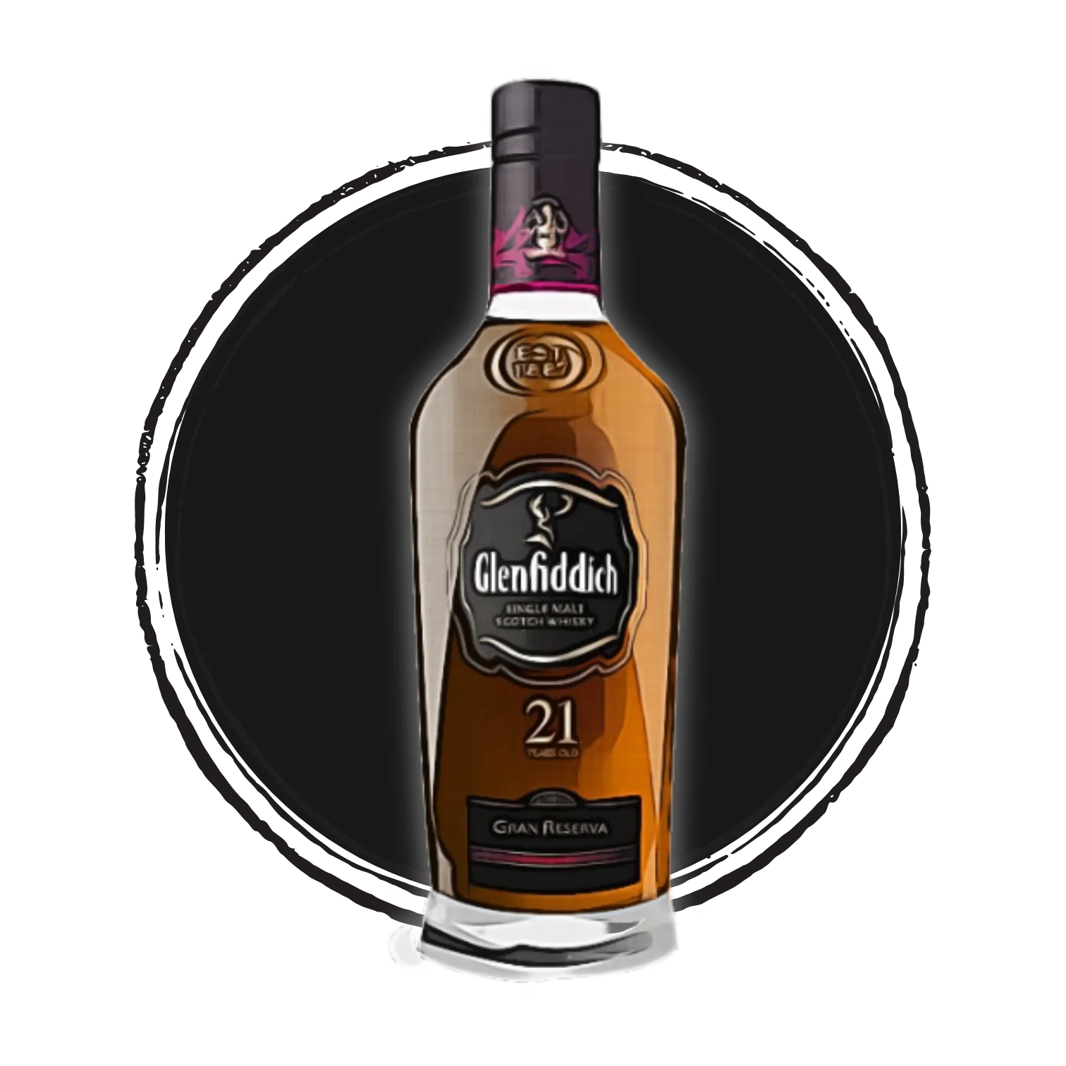 Glenfiddich 21-year-old single malt scotch whisky bottle