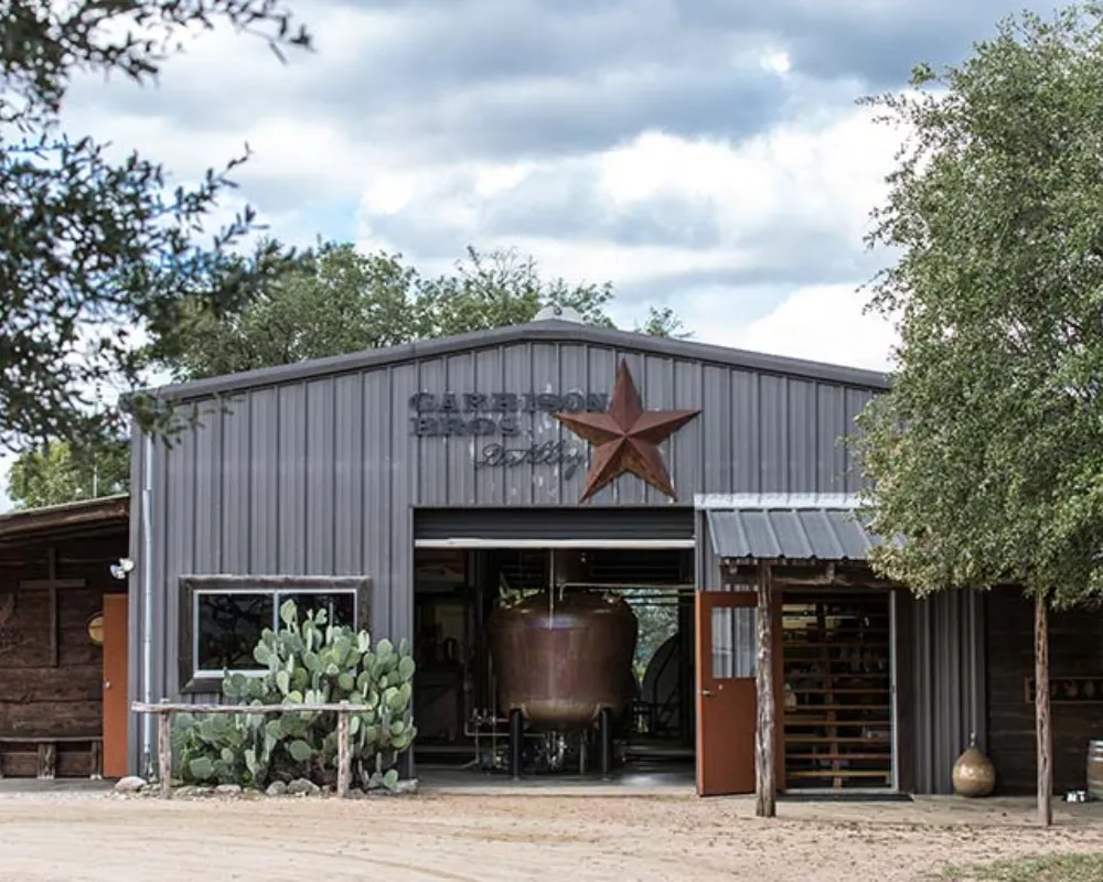 Rustic barn with red star decoration