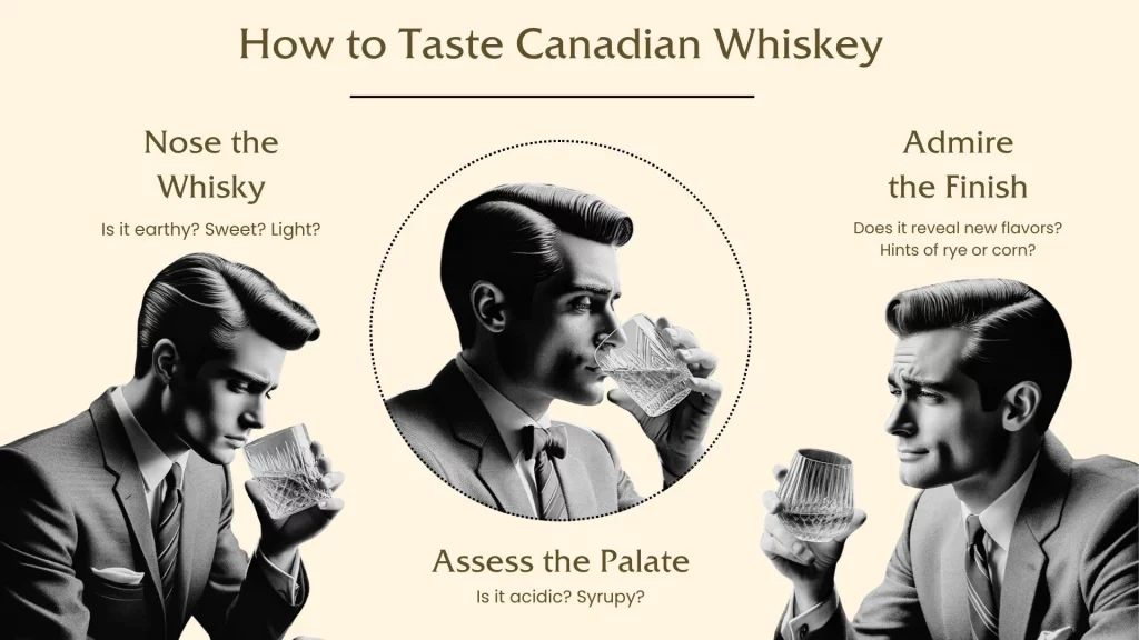 Guide to tasting Canadian whisky with sensory tips.