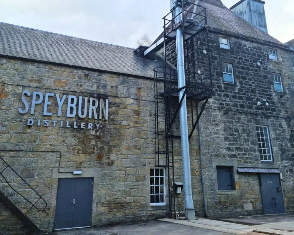Speyburn Distillery building exterior in Scotland.