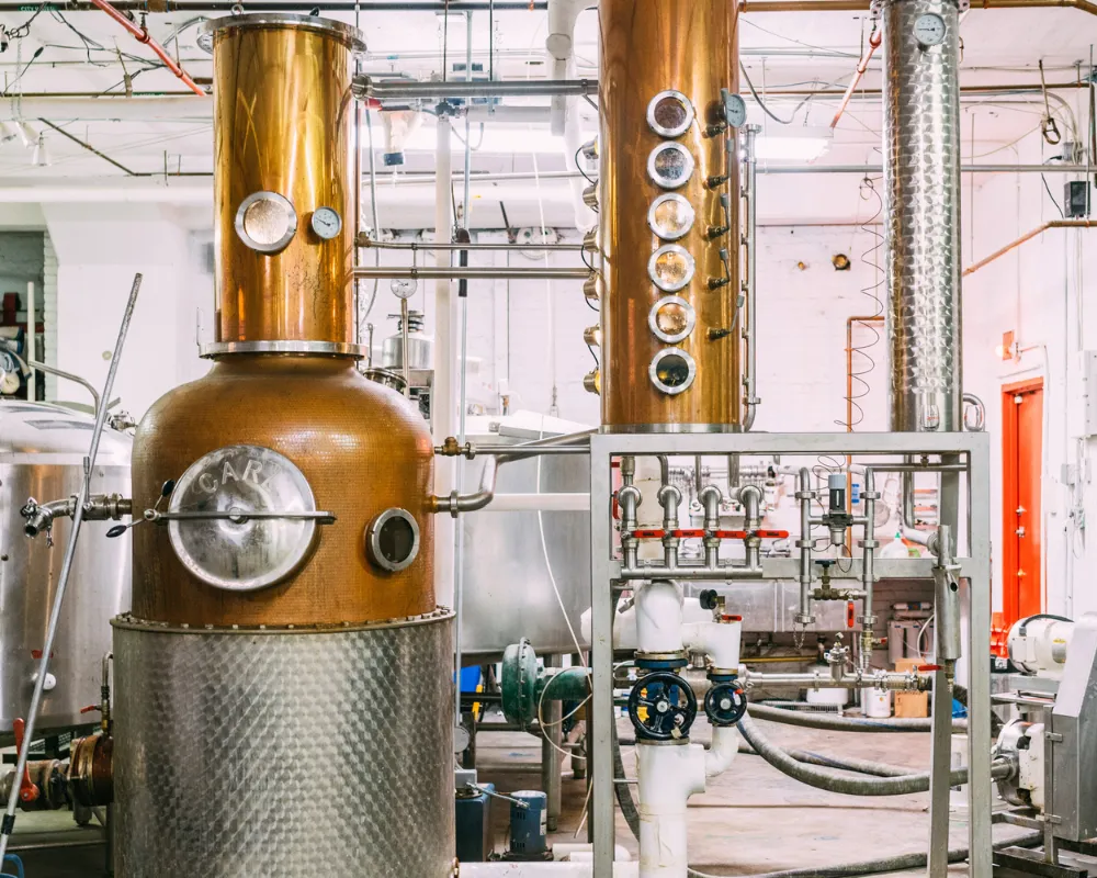 Copper distillation apparatus in modern distillery