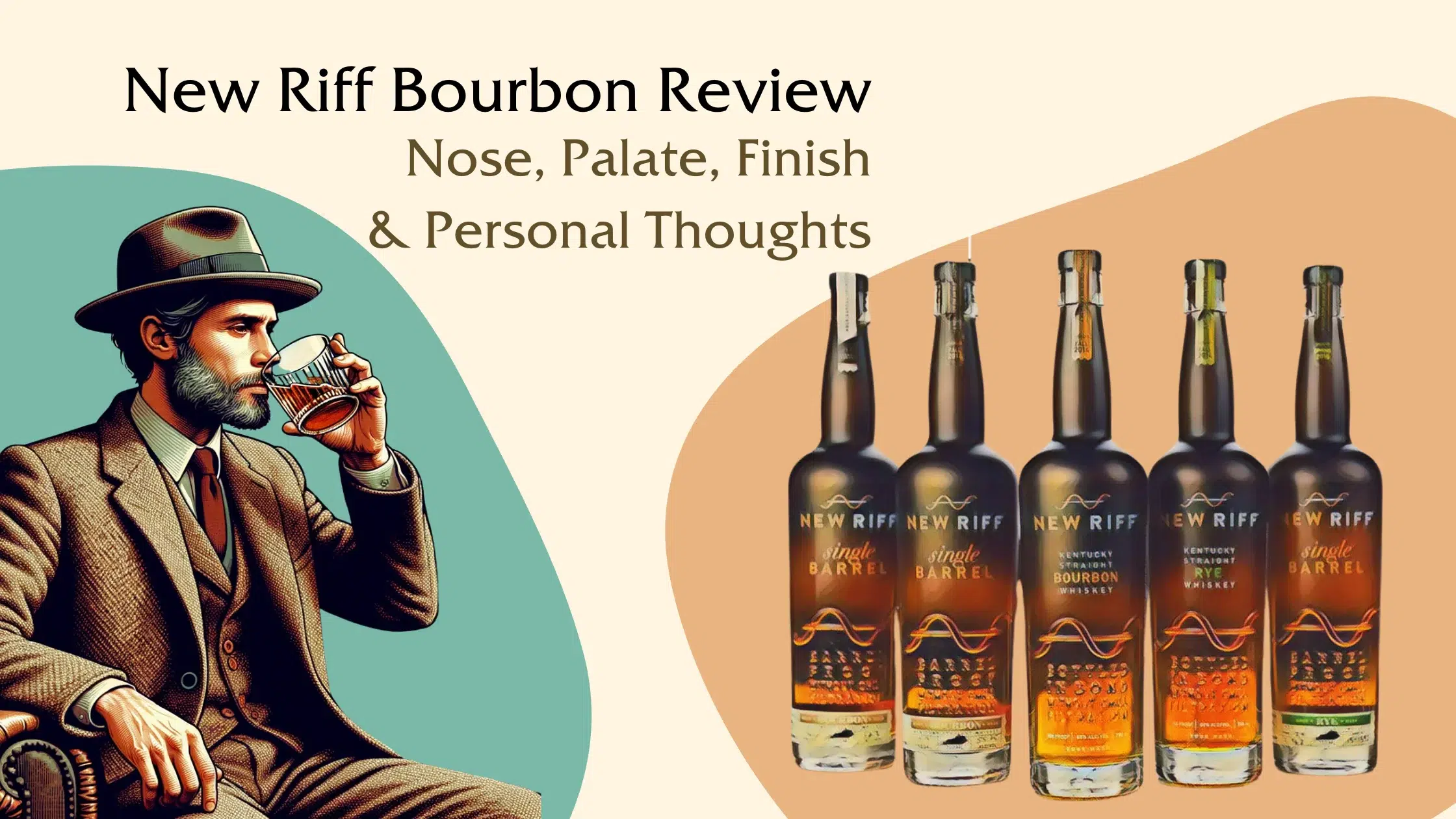 Man tasting bourbon, bottle review with tasting notes.