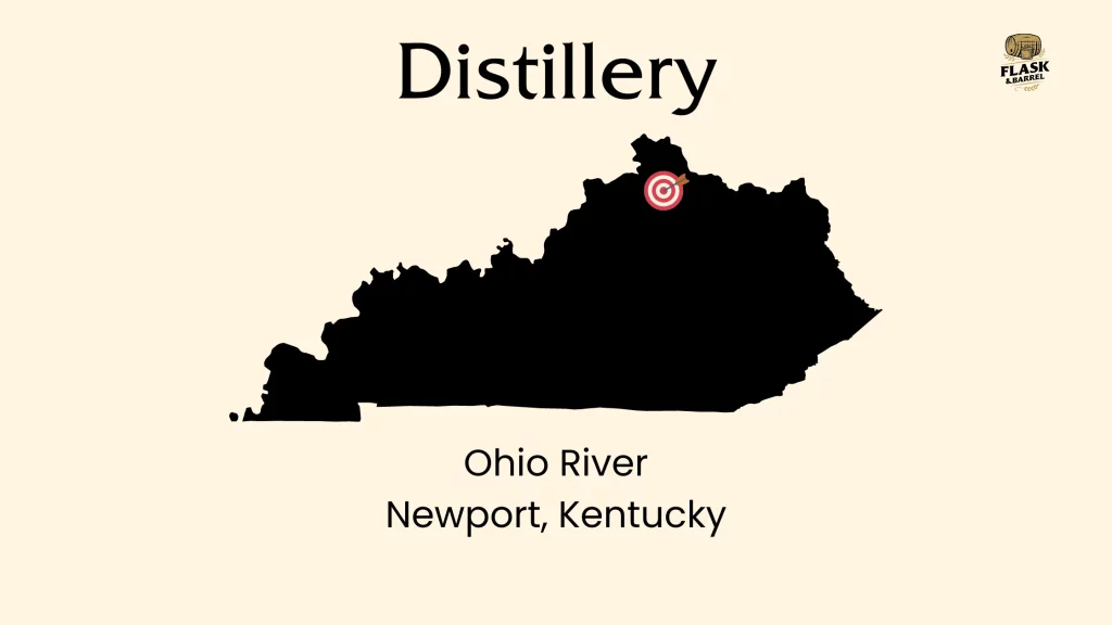 Kentucky distillery location map by Ohio River.